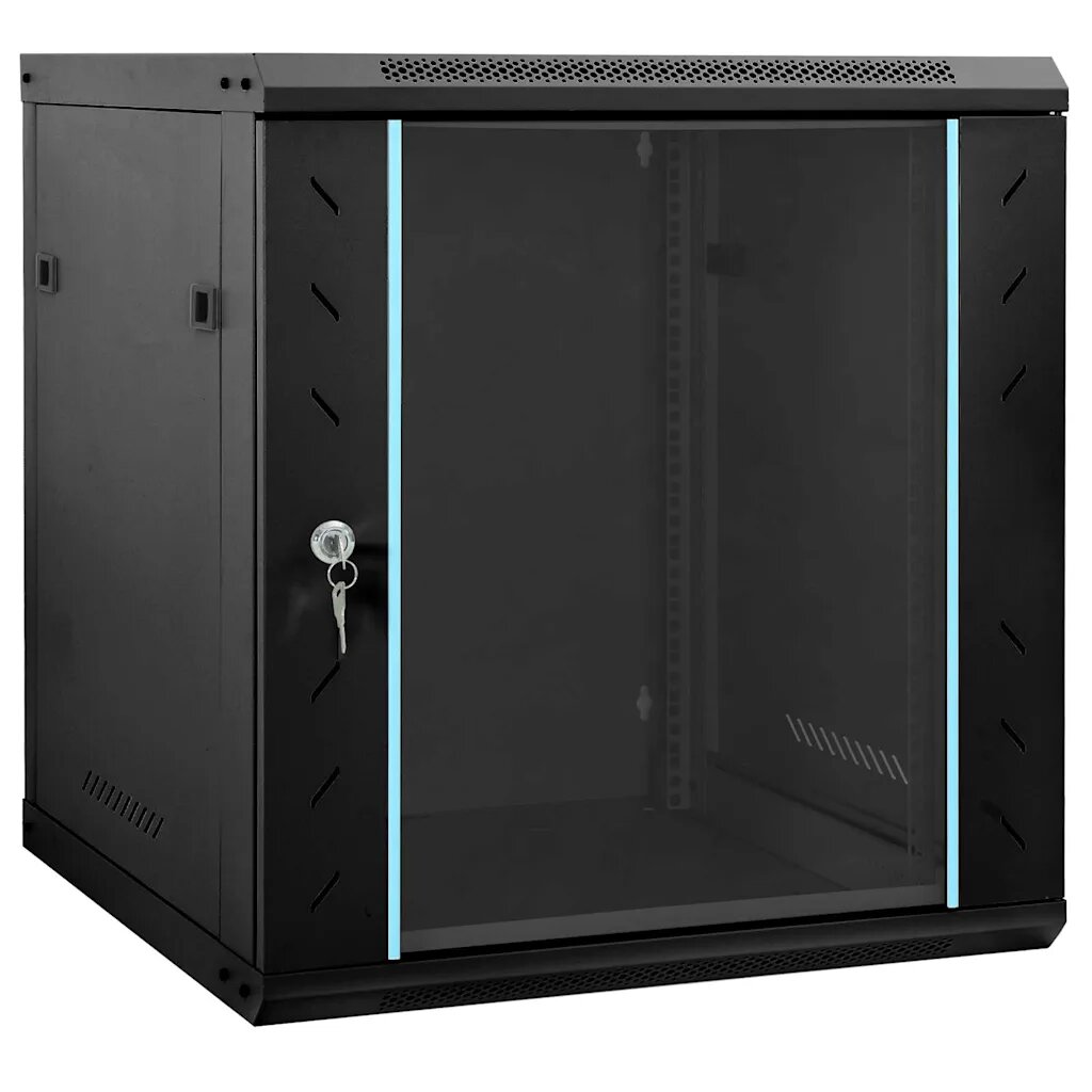 vidaXL Мрежов кабинет със съхранение Черно 60 x 45 x 65 см Стомана