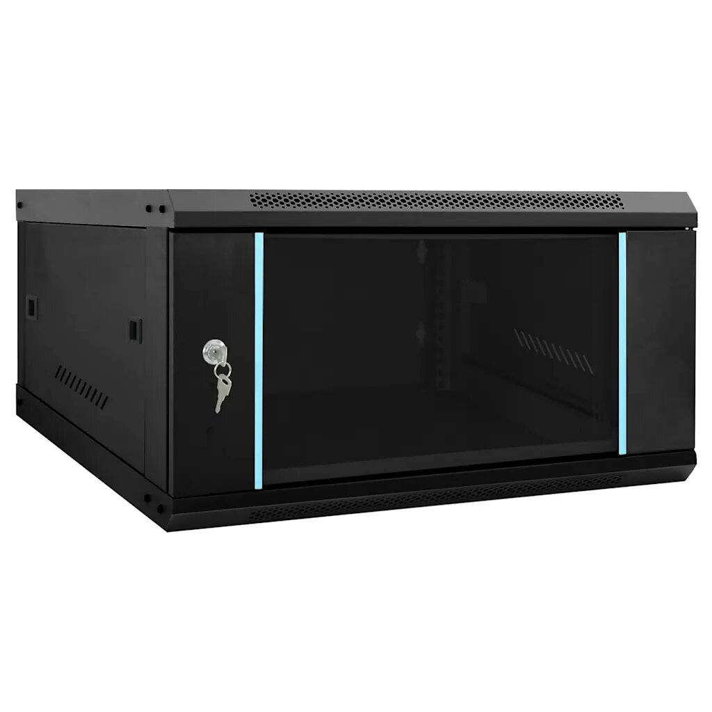 vidaXL Мрежов кабинет със съхранение Черно 60 x 60 x 35 cm Стомана