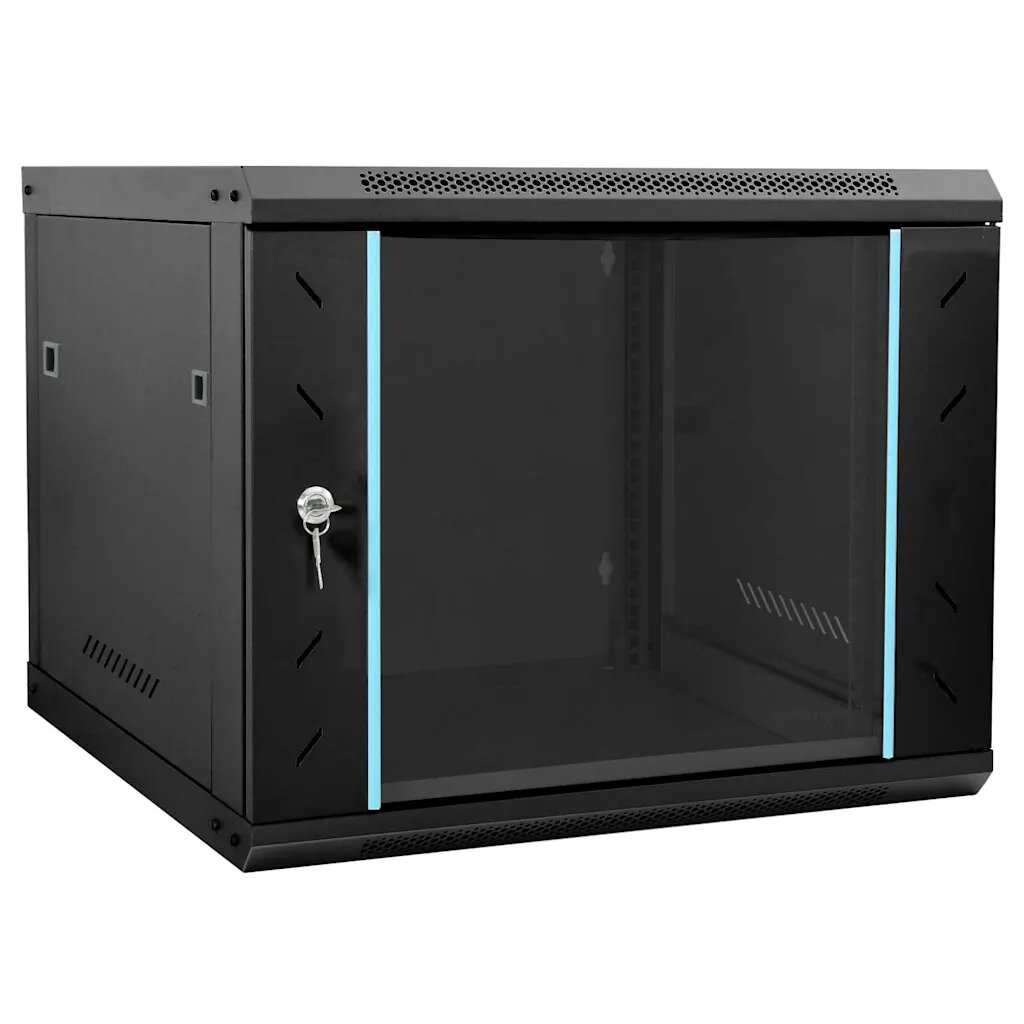 vidaXL Мрежов кабинет със съхранение Черно 60 x 60 x 50 см Стомана