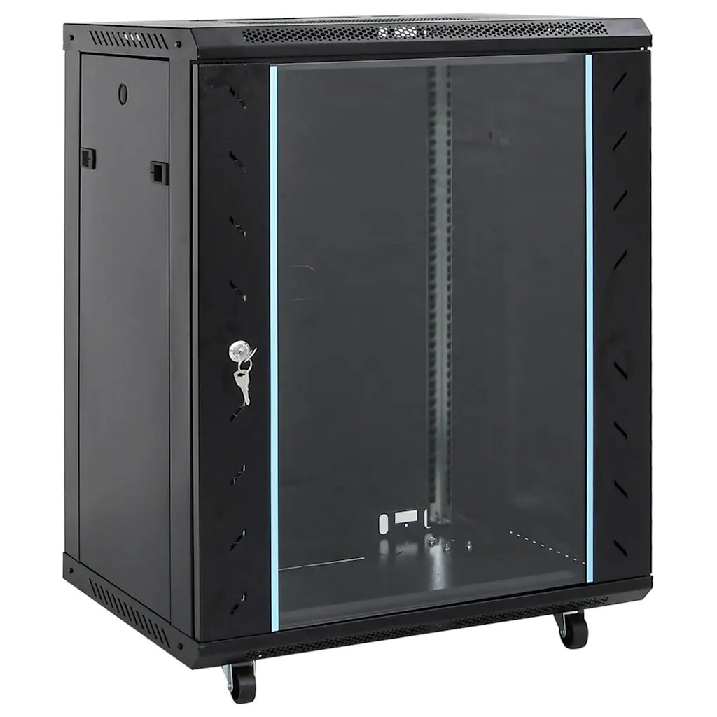 vidaXL Мрежов кабинет със съхранение Черно 60 x 60 x 80 см Стомана