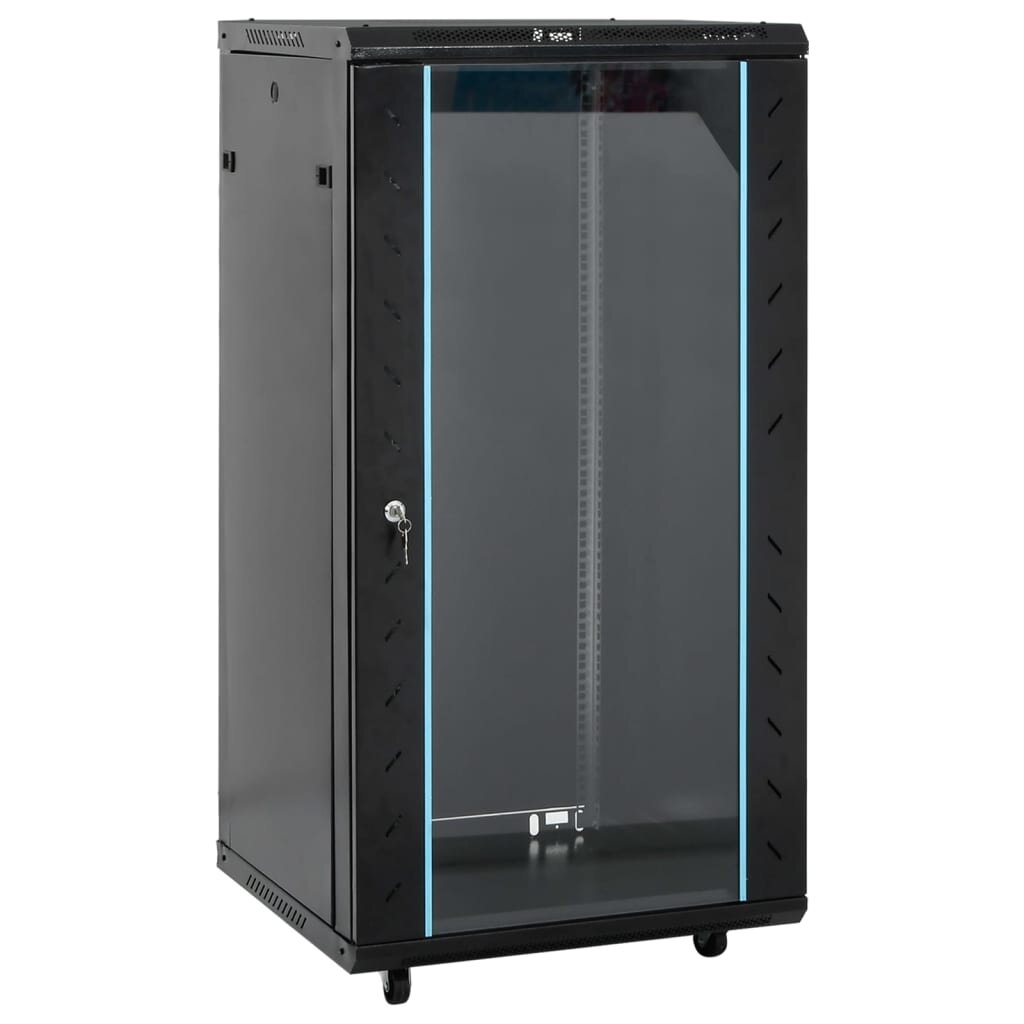 vidaXL Мрежов кабинет със съхранение Черно 600 x 600 x 1000 мм Стомана
