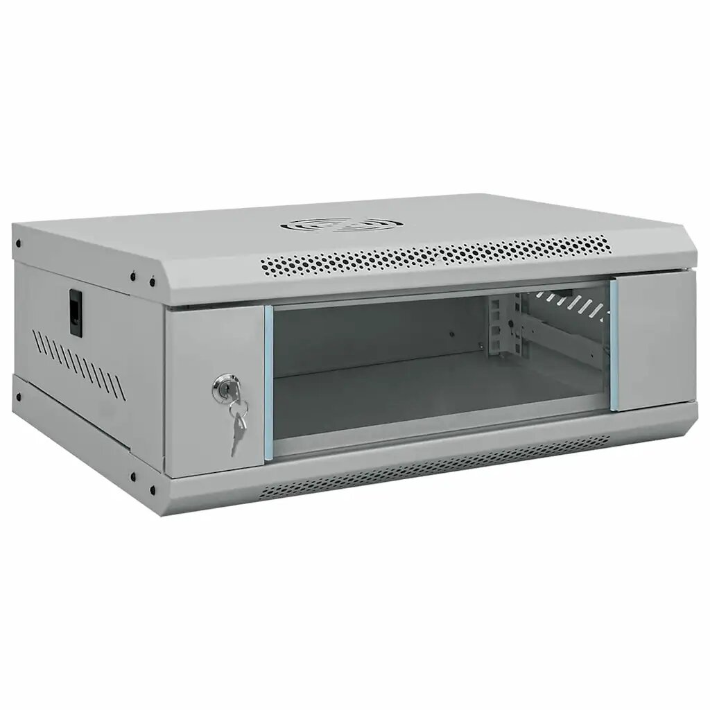 vidaXL Мрежов кабинет със съхранение Сив 53 x 45 x 21 см Стомана
