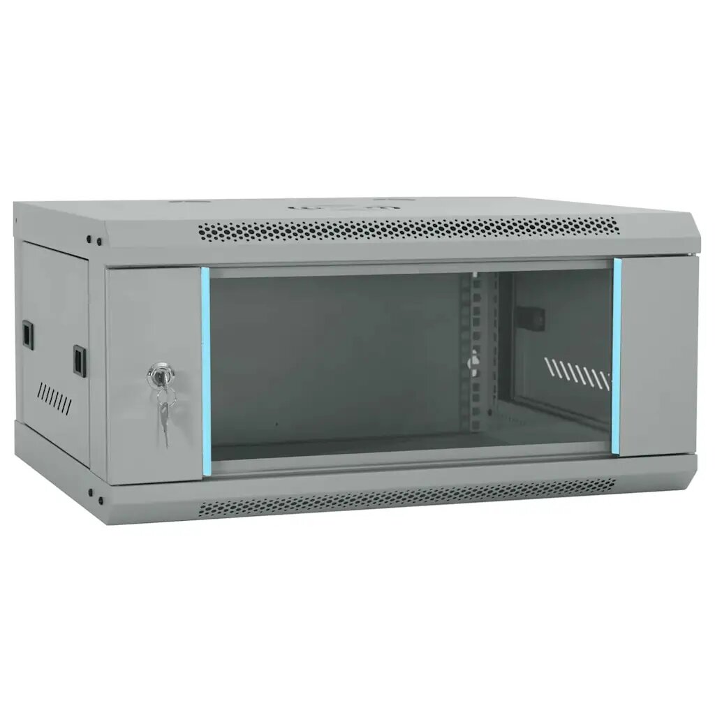 vidaXL Мрежов кабинет със съхранение Сив 60 x 35 x 28 см Стомана