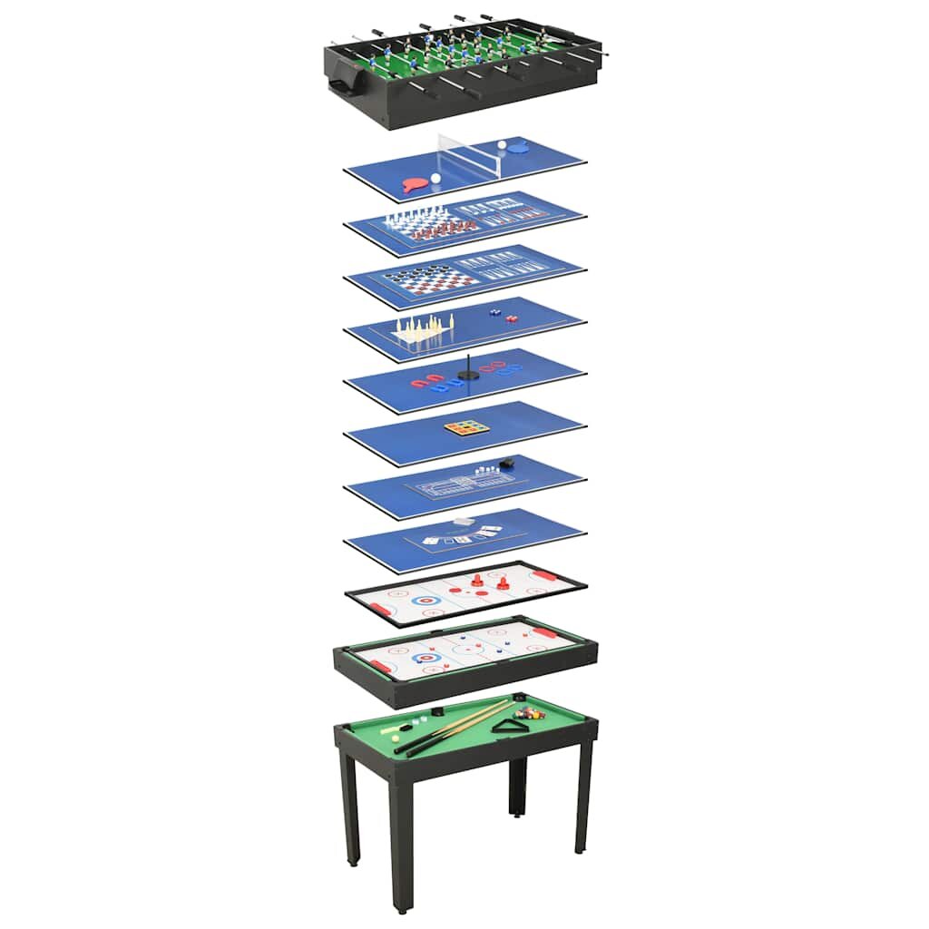 vidaXL Мултифункционална игрална маса 15-в-1 121x61x82 см черна