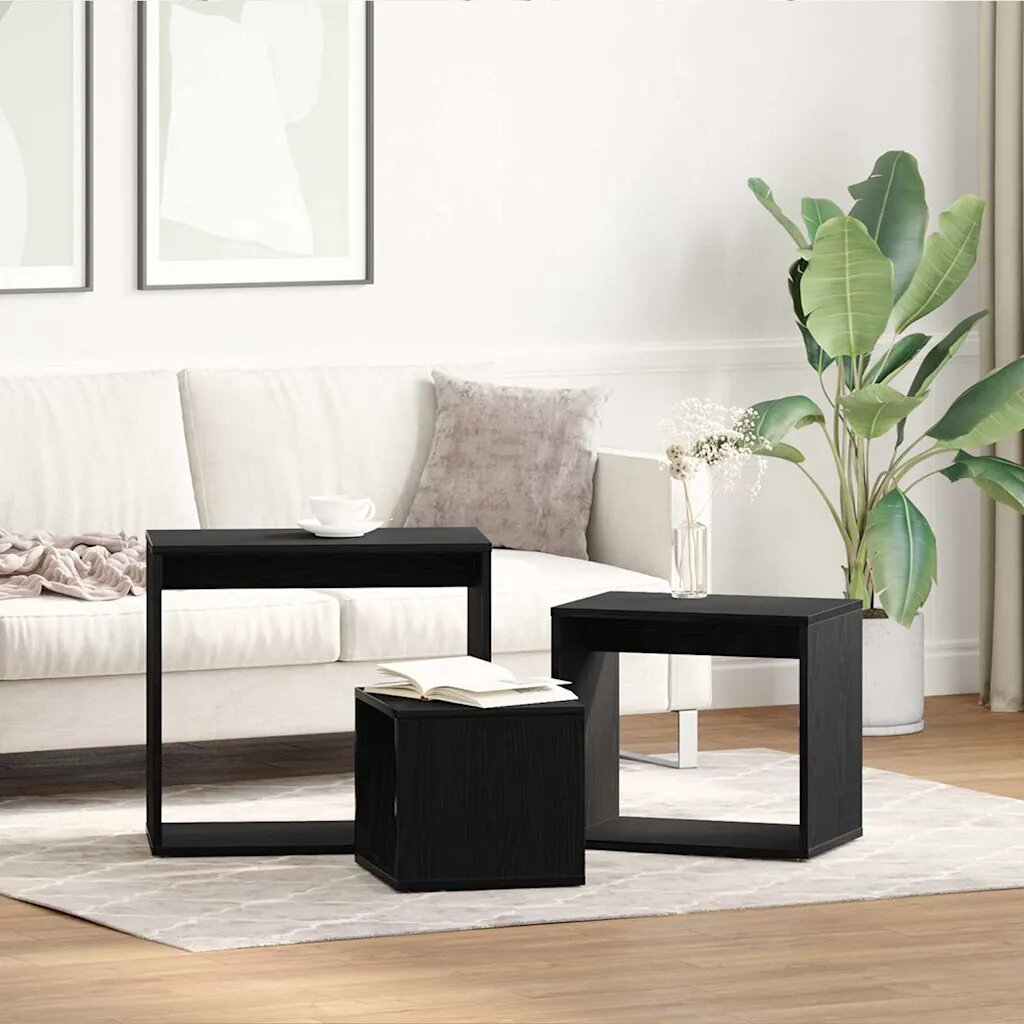 vidaXL Н nesting маса 3 бр. Черния дъб 55 x 30 x 50 см