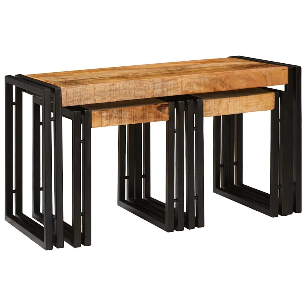 vidaXL Н nesting маса 3 бр. Кафяв и черен 82 x 40 x 45 см
