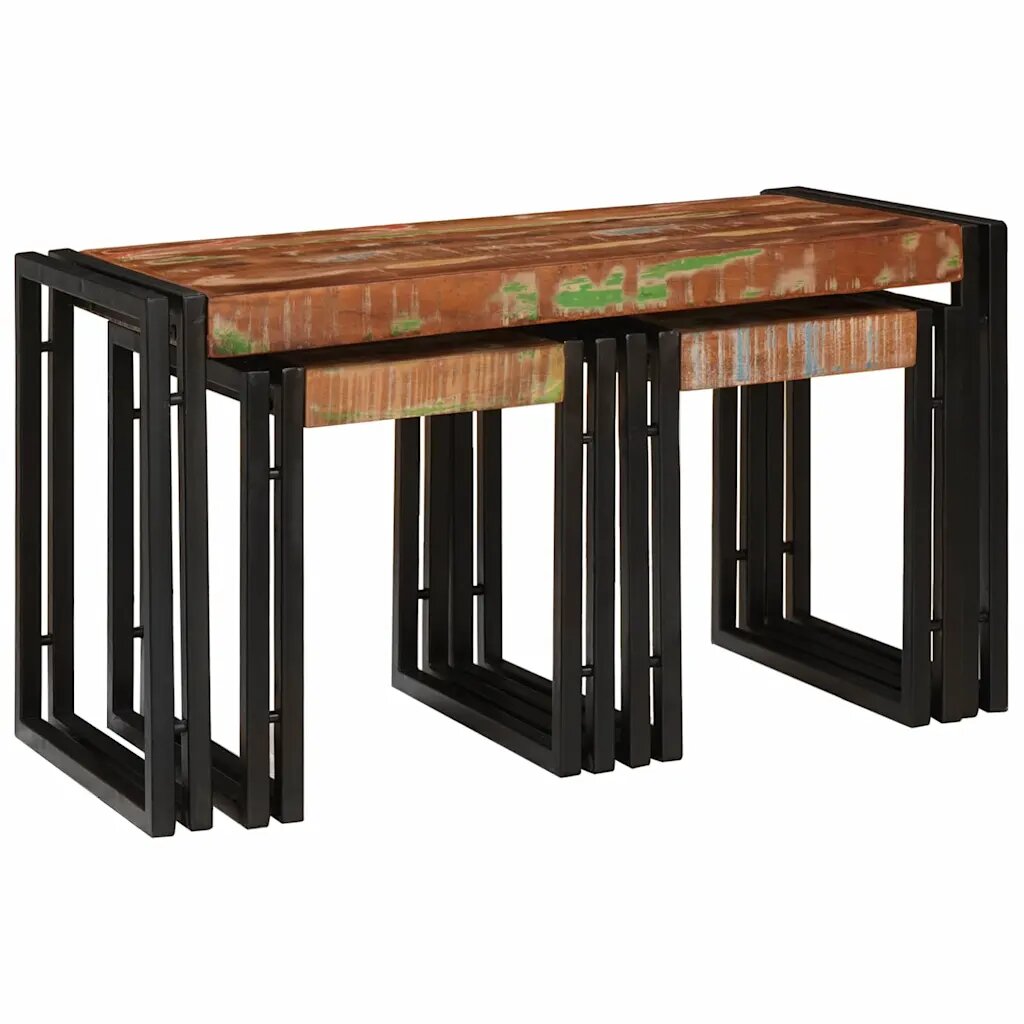 vidaXL Н nesting маса 3 бр. Кафяв и черен 82 x 40 x 45 см