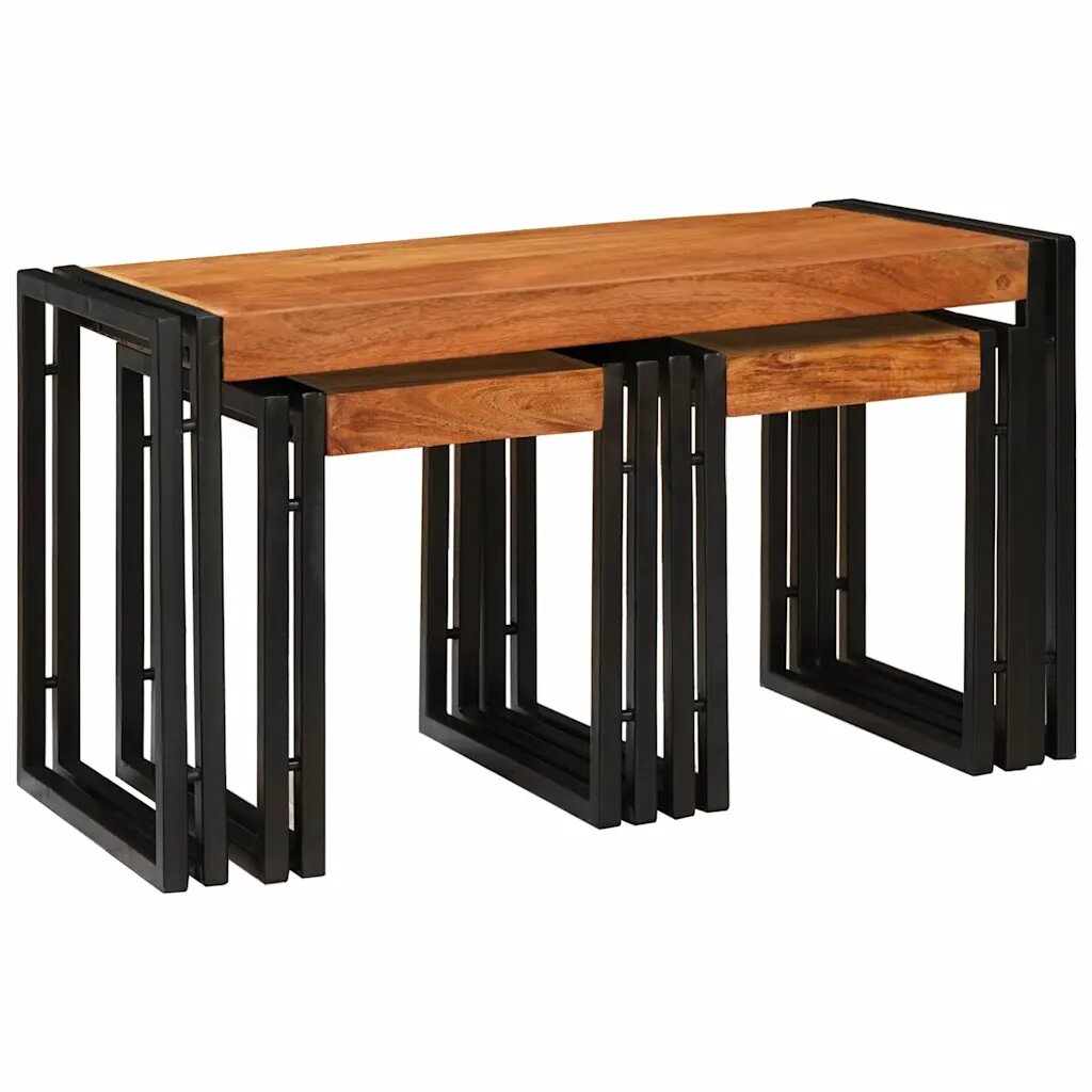 vidaXL Н nesting маса 3 бр. Кафяв и черен 82 x 40 x 45 см