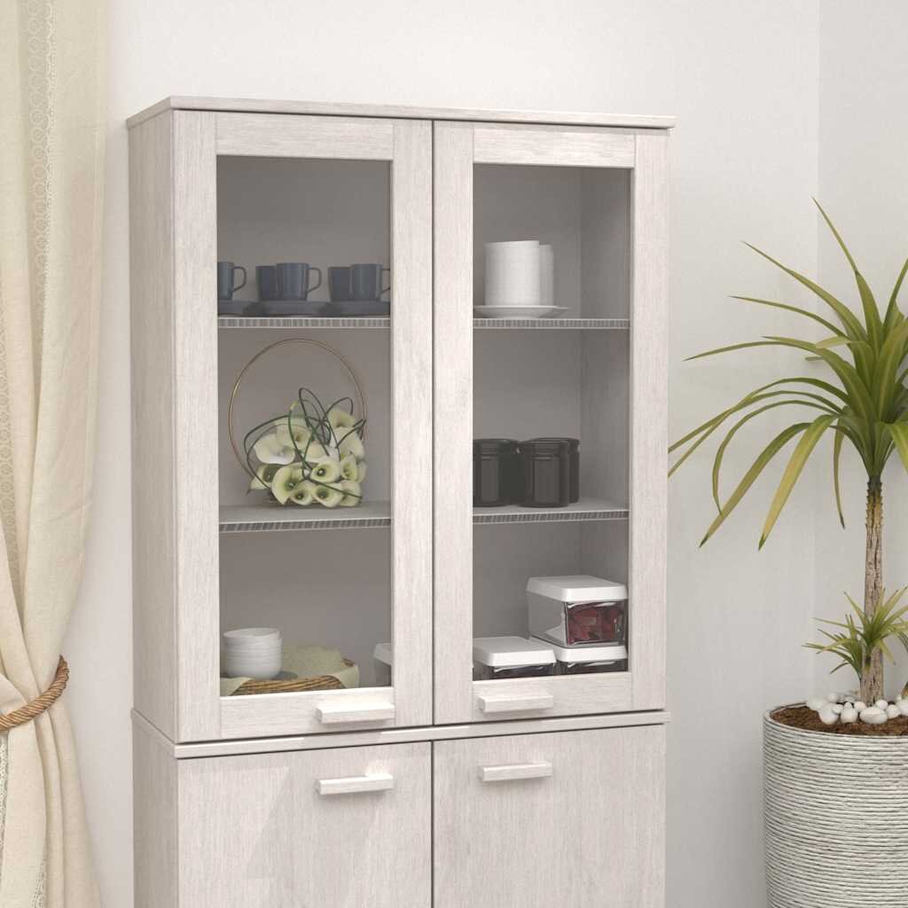 vidaXL Надстройка за шкаф HAMAR бяла 85x35x100 см бор масив