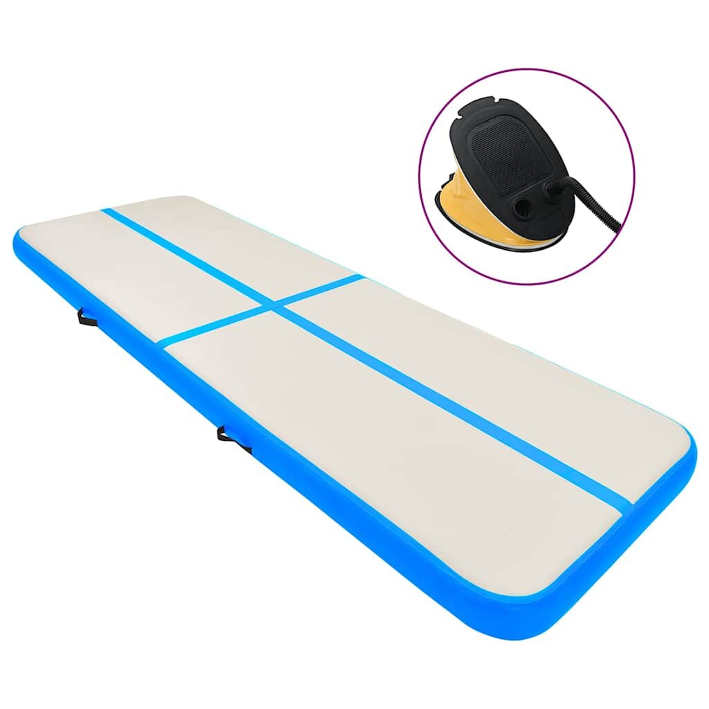 vidaXL Надуваем дюшек за гимнастика с помпа 300x100x20 см PVC син