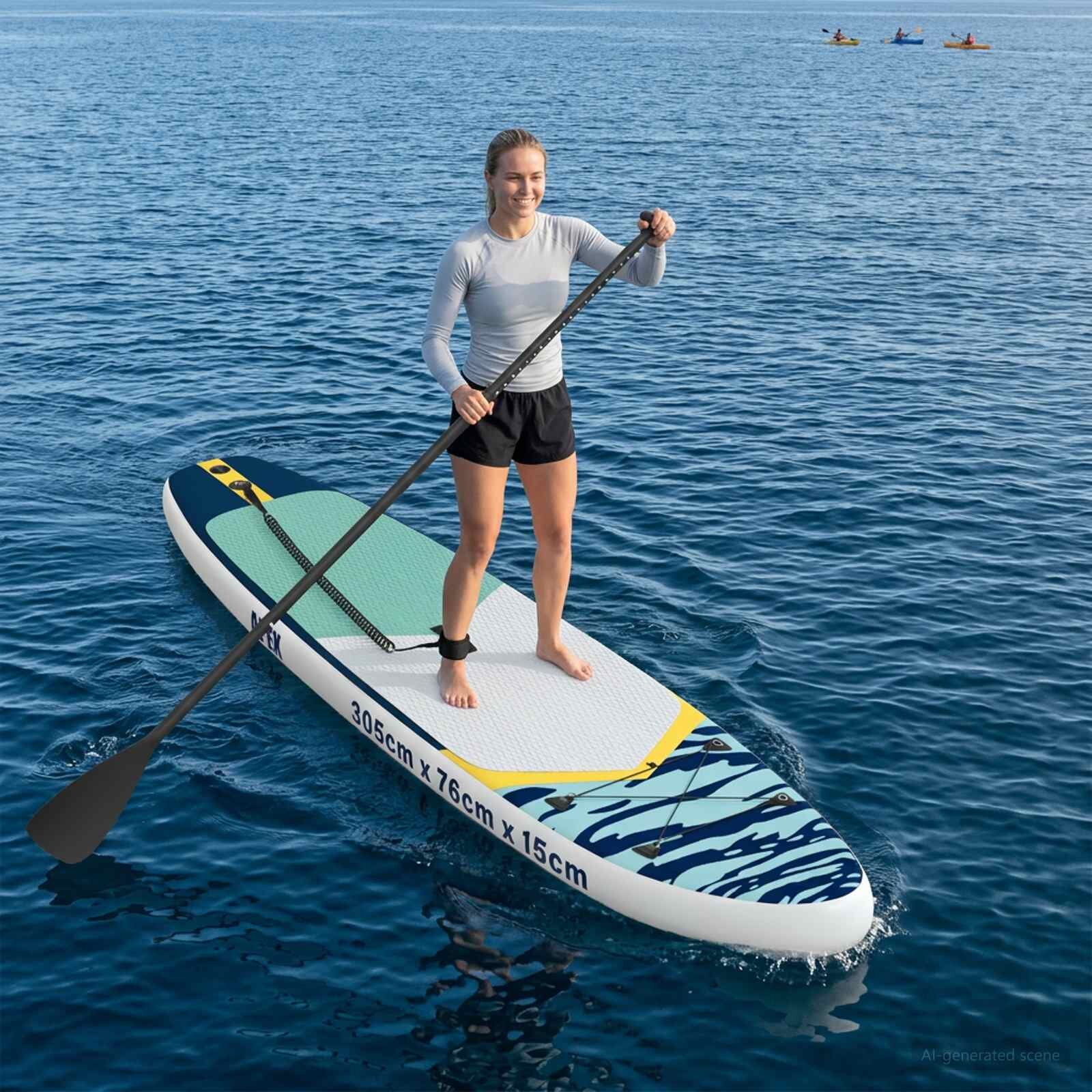 vidaXL Надуваема дъска за сърф APEX 305 x 76 x 15 cm Синьо за