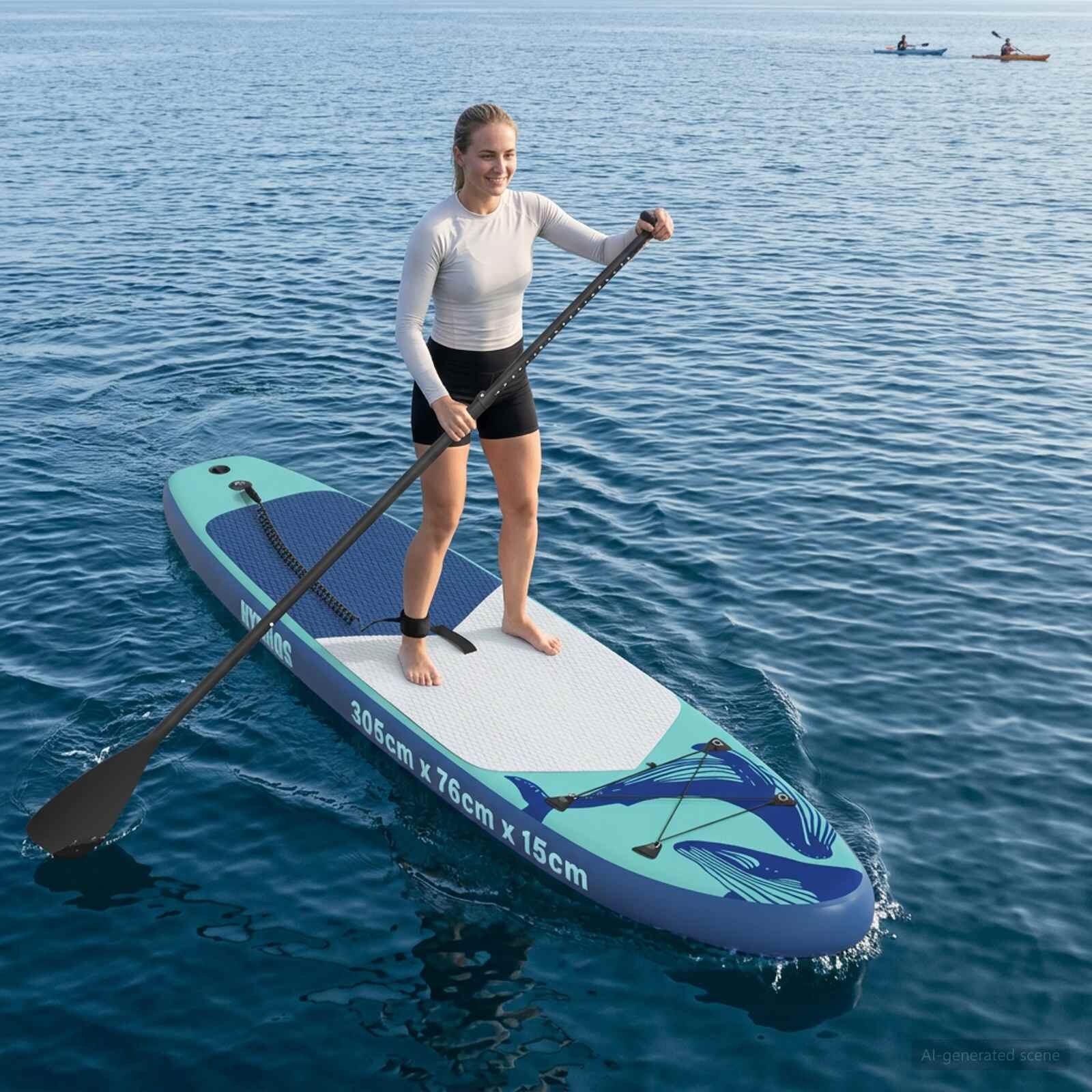 vidaXL Надуваема сърф дъска HYDROS 305 x 76 x 15 cm Тюркоаз за