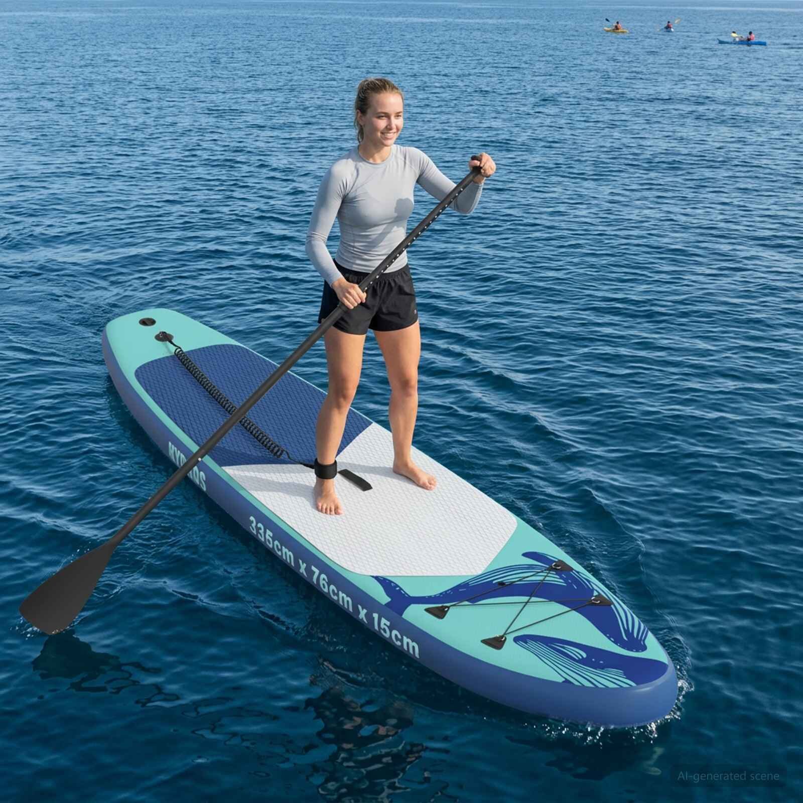 vidaXL Надуваема сърф дъска HYDROS 335 x 76 x 15 см Тюркоаз за