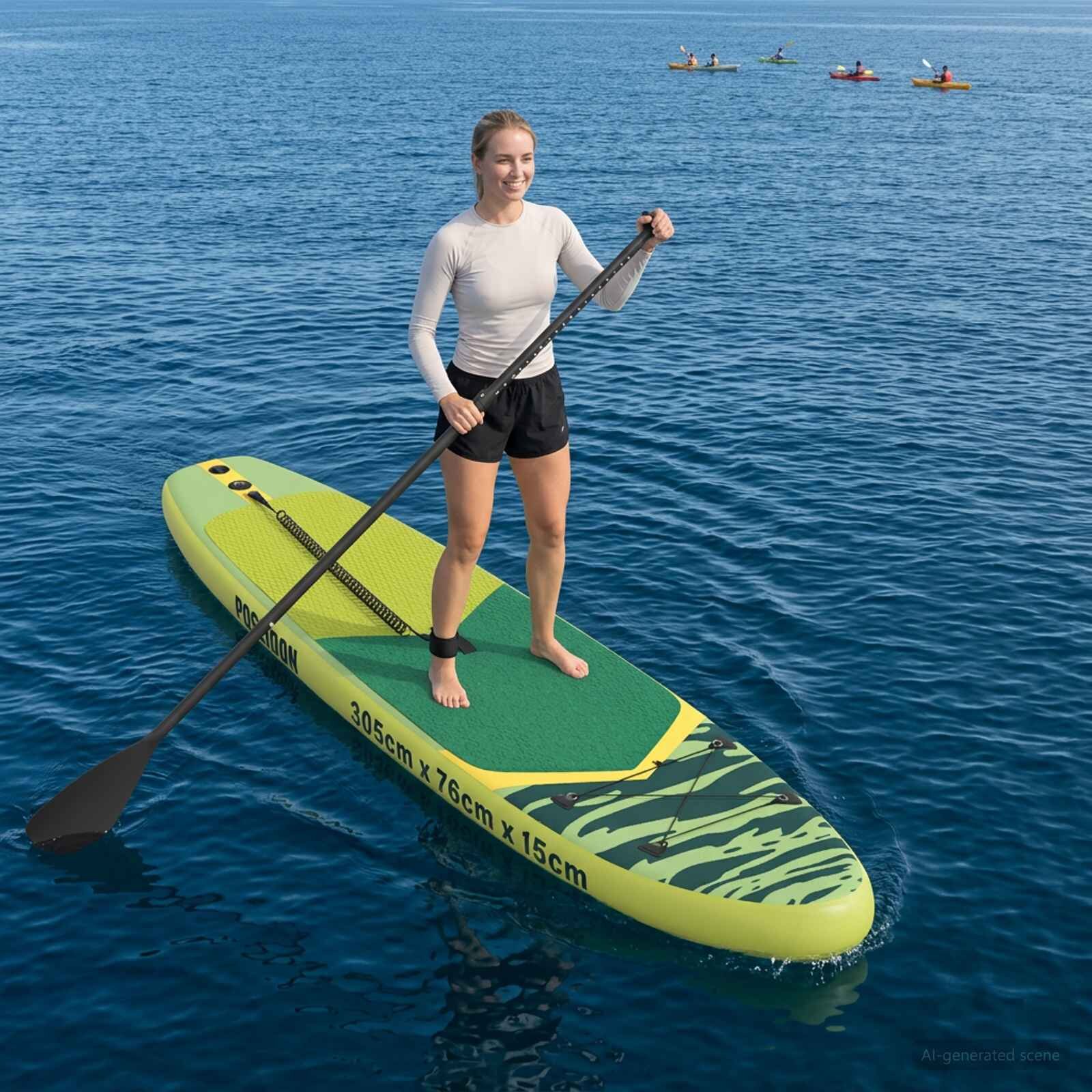 vidaXL Надуваемо дъно за стоене на борда POSEIDON 305 x 76 x 15 cm за