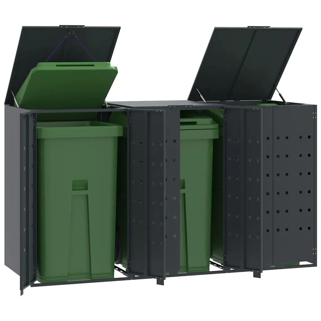 vidaXL Навес за 3 коша на колела антрацит 207x79x117 см стомана