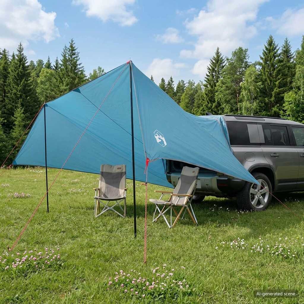 vidaXL Навес за превозно средство с покрив Синьо 518 x 580 x 215 см