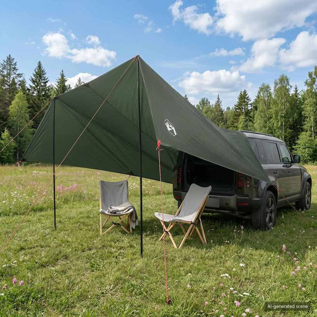vidaXL Навес за превозно средство Военнозелен 518 x 580 x 215 см