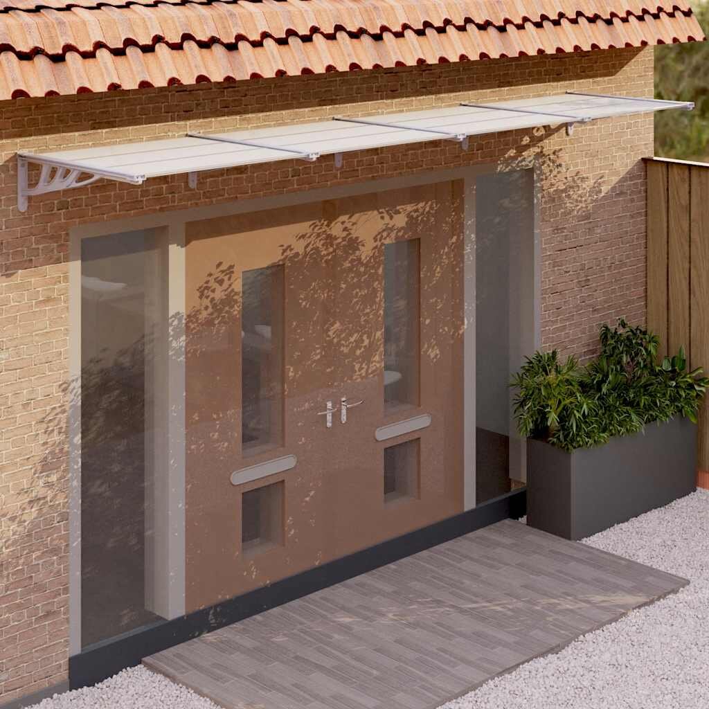 vidaXL Навес за врата сиво и прозрачно 396x90 см поликарбонат