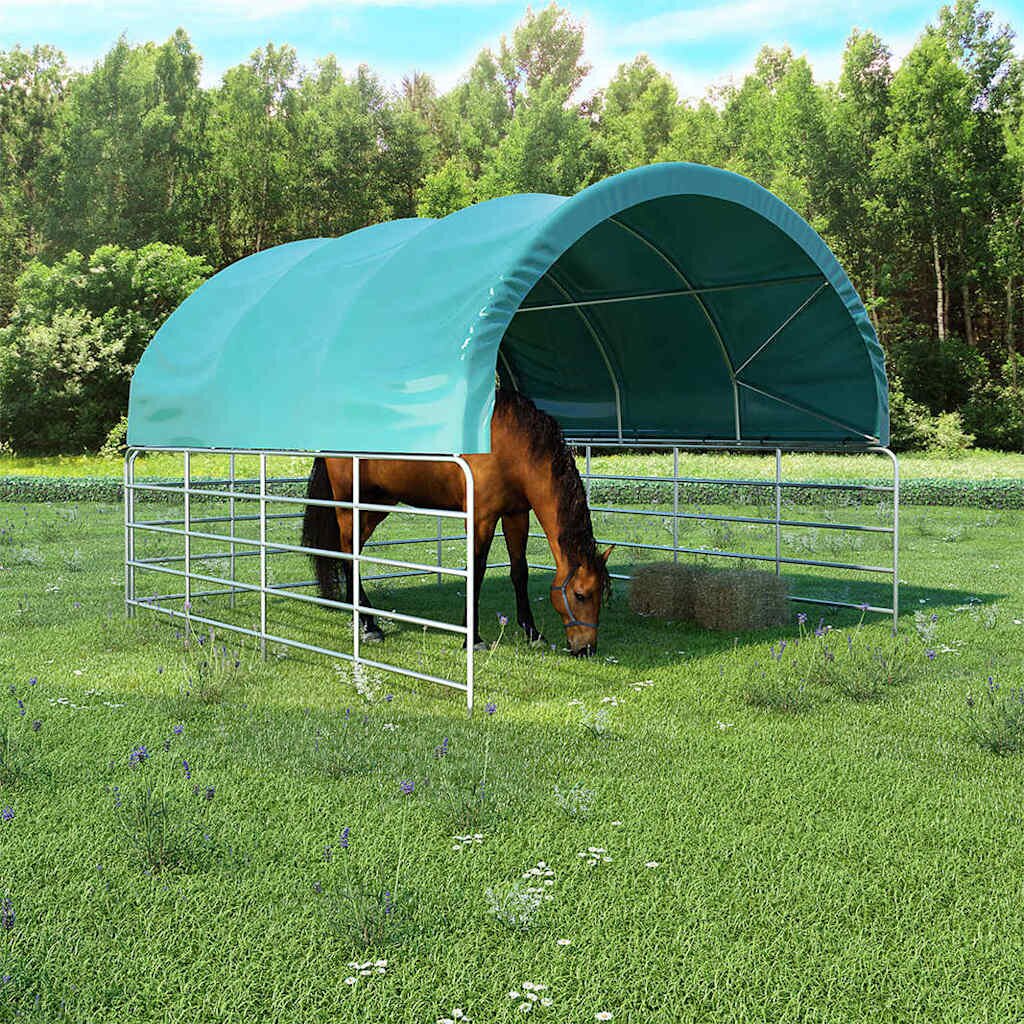 vidaXL Навес за животни PVC 37x37 м зелен
