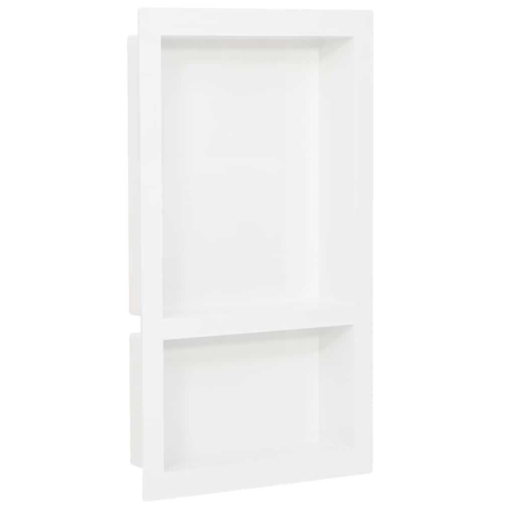 vidaXL Ниша за баня с 2 отделения бял гланц 41x69x9 см