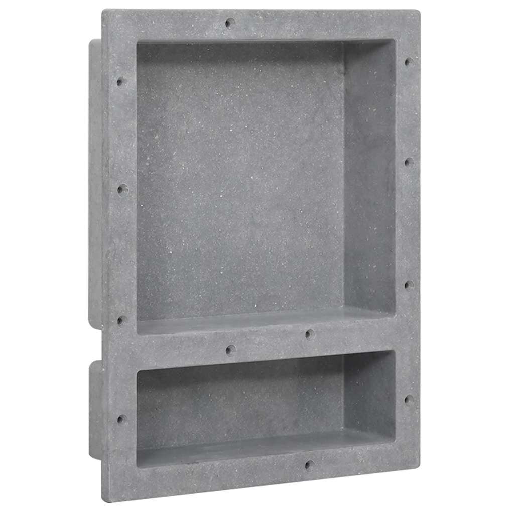 vidaXL Ниша за баня с 2 отделения матово сиво 41x51x10 см