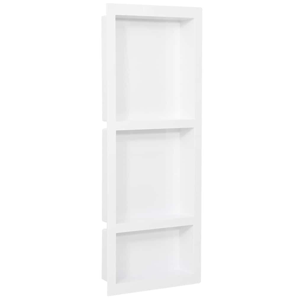 vidaXL Ниша за баня с 3 отделения бял гланц 41x99x9 см