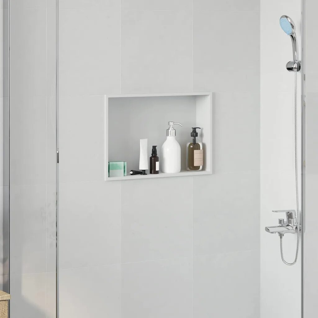 vidaXL Нишата за душ Бяло 45 x 30 x 95 см Неръждаема стомана