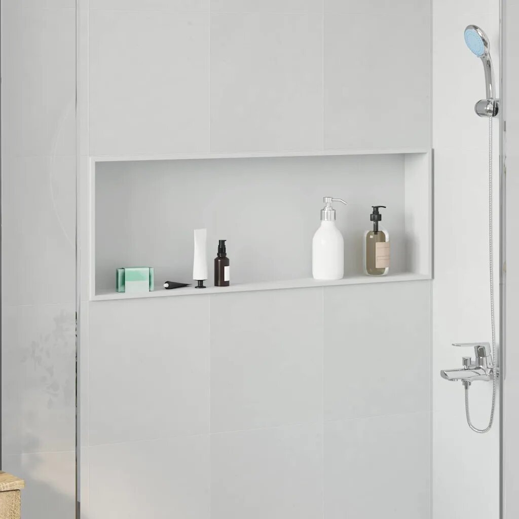 vidaXL Нишата за душ Бяло 90 x 30 x 95 см Неръждаема стомана