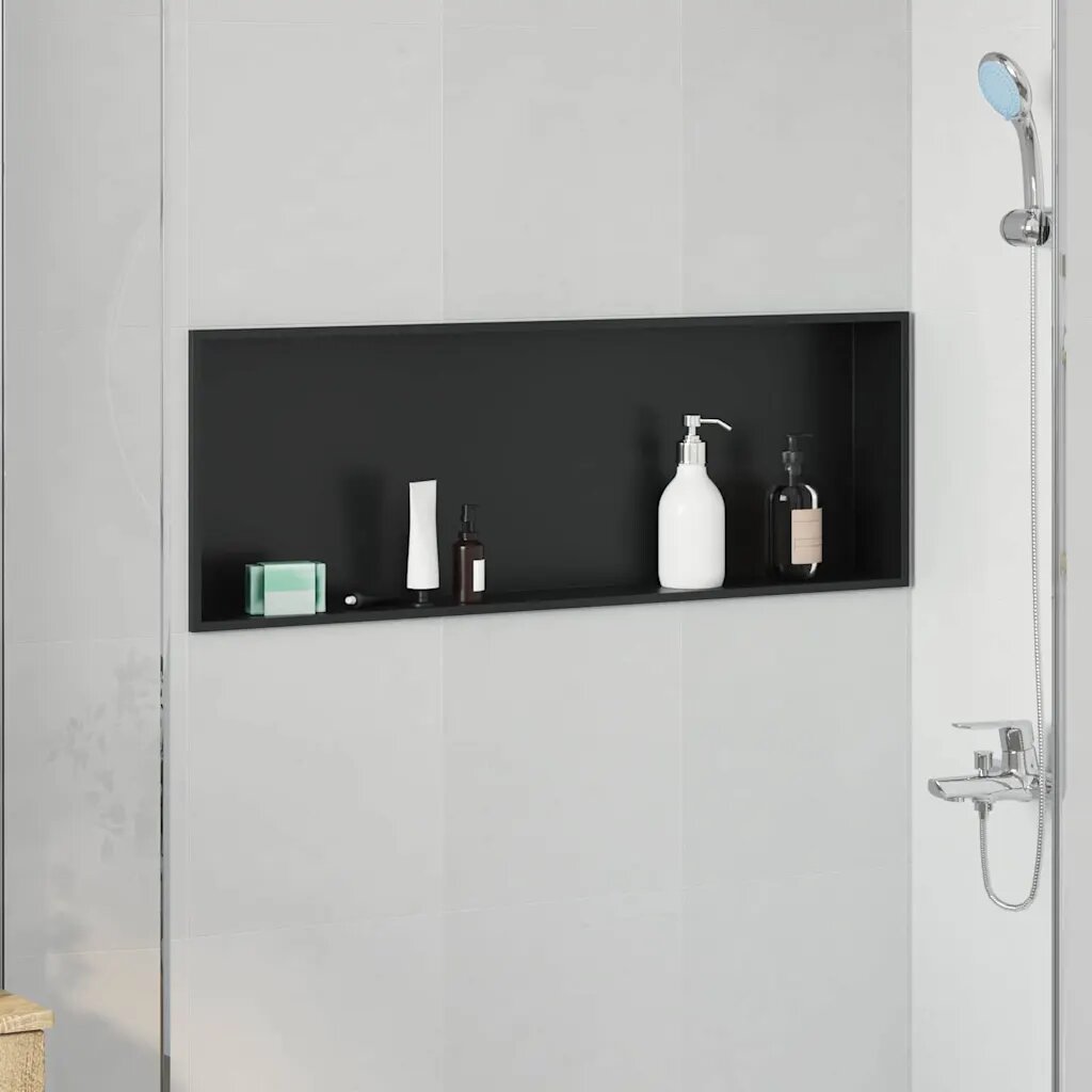 vidaXL Нишата за душ Черно 90 x 30 x 95 см Неръждаема стомана