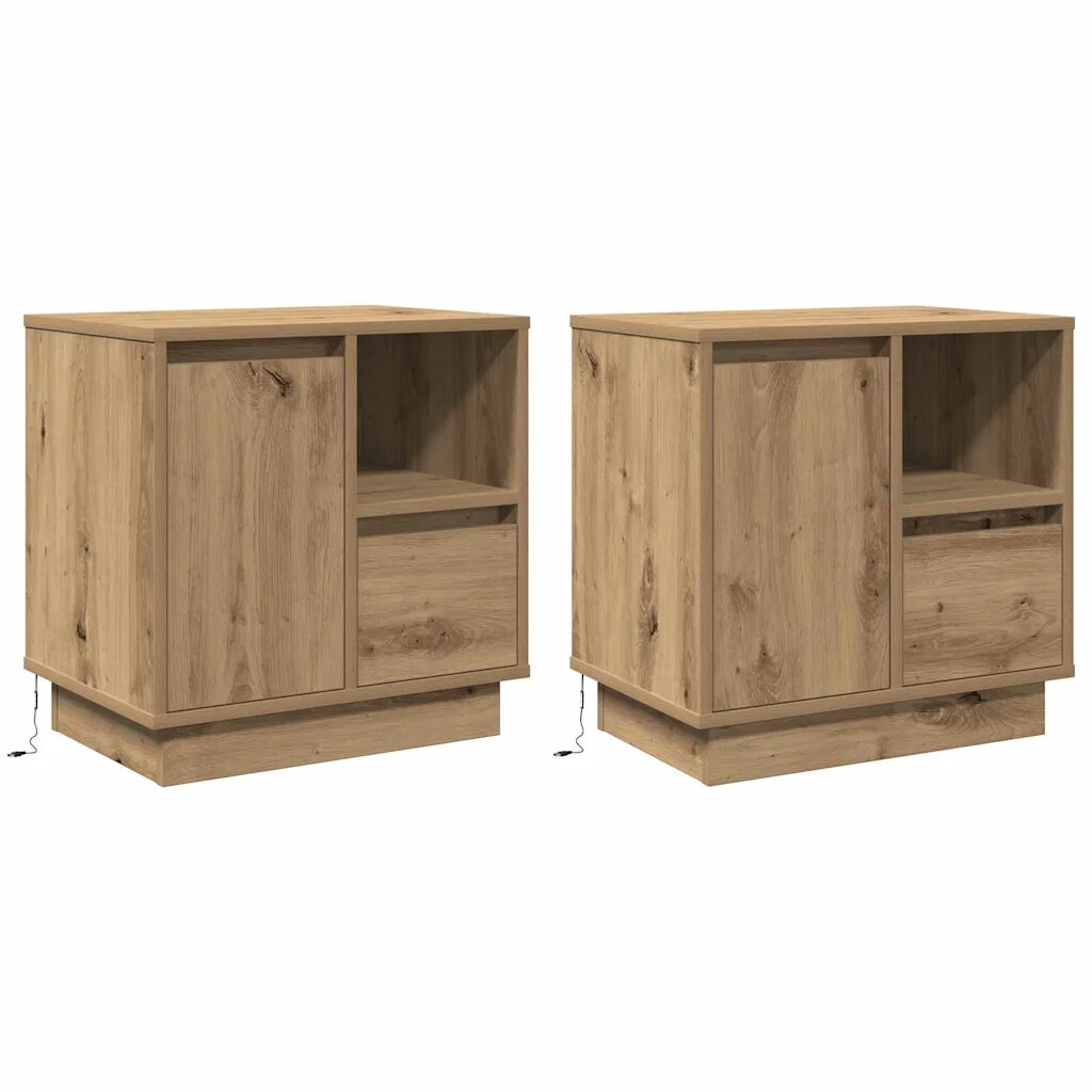 vidaXL Нощен шкаф 2 бр. Дъб 50 x 345 x 50 см. Инженерна дървесина
