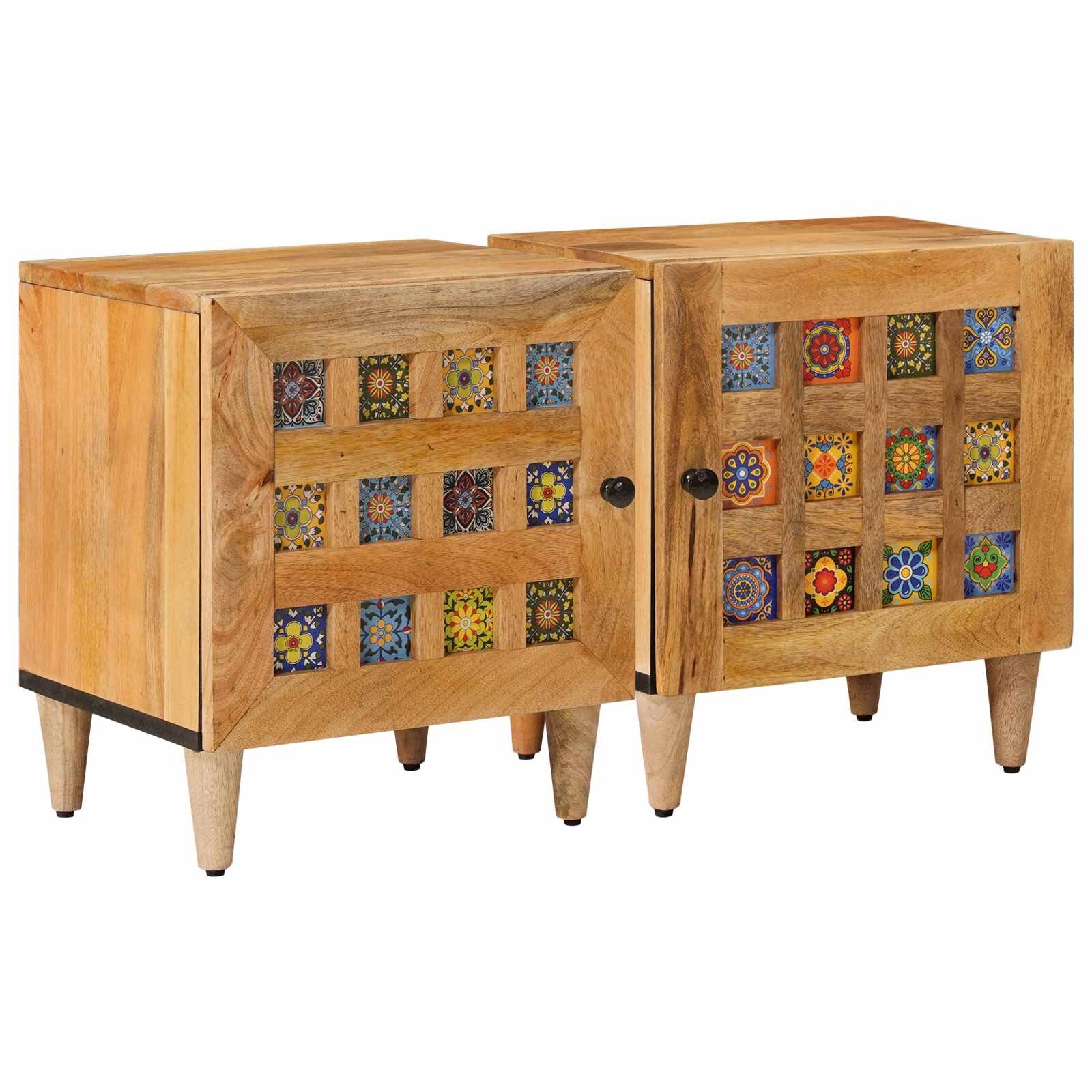 vidaXL Нощен шкаф 2 бр. Естествен 40 x 33 x 46 см