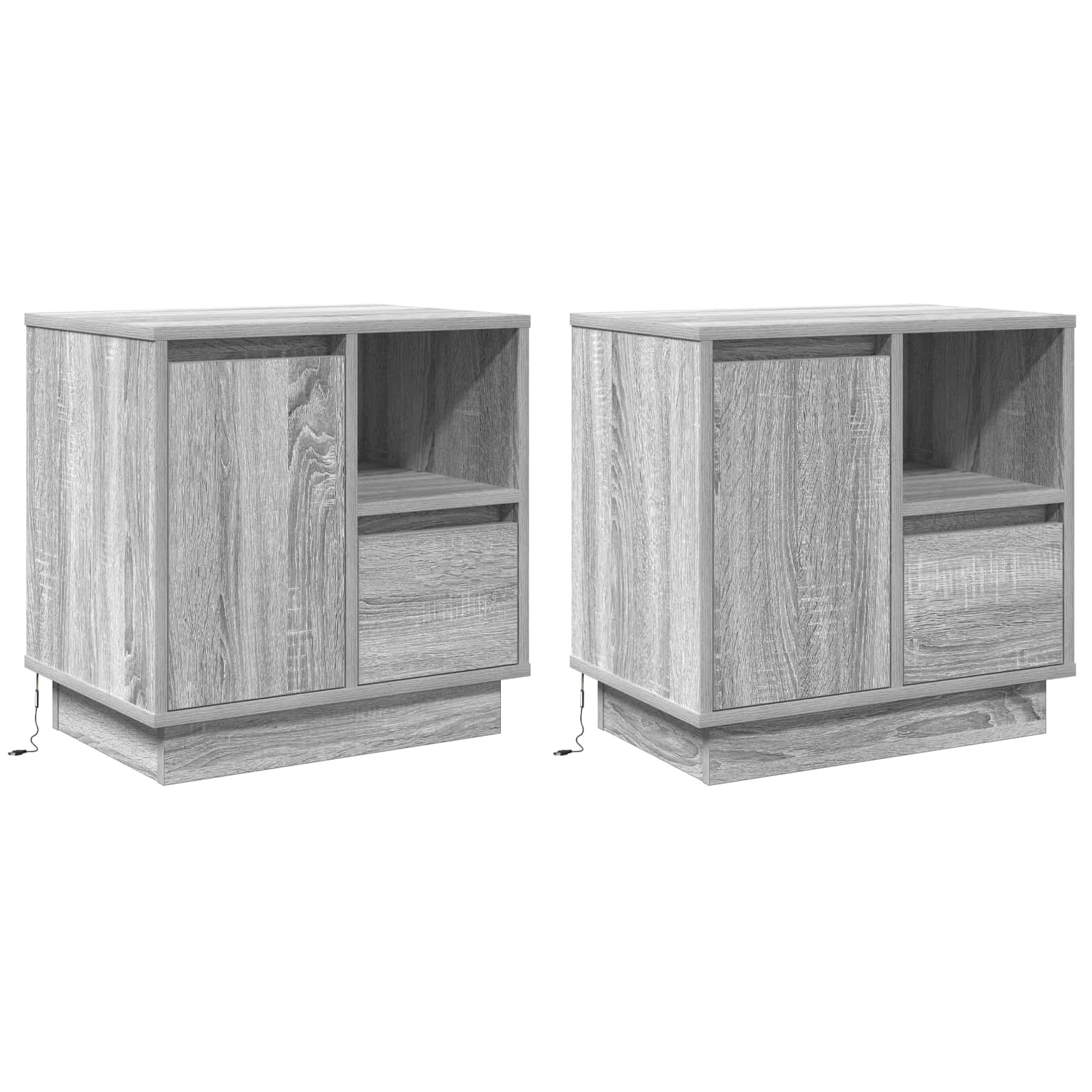 vidaXL Нощен шкаф 2 бр. Сив 50 x 345 x 50 см. Инженерна дървесина