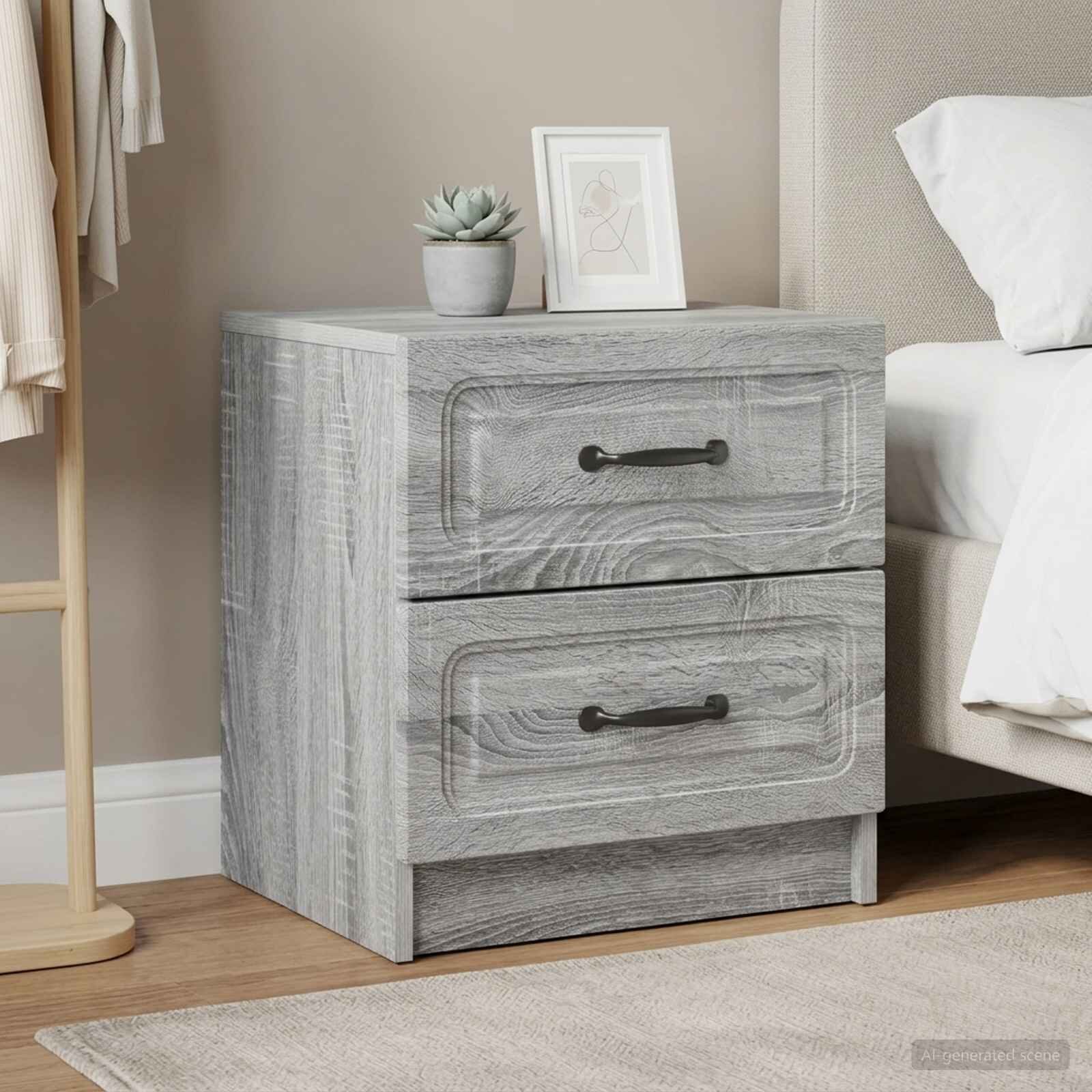 vidaXL Нощен шкаф 2 бр. Сива сонома 43 x 345 x 445 см