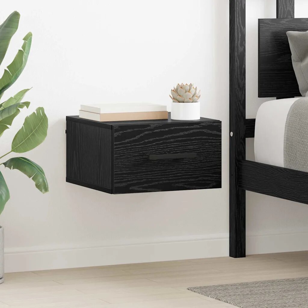 vidaXL Нощен шкаф 35 x 35 x 20 см Инженерна дървесина Черен дъб