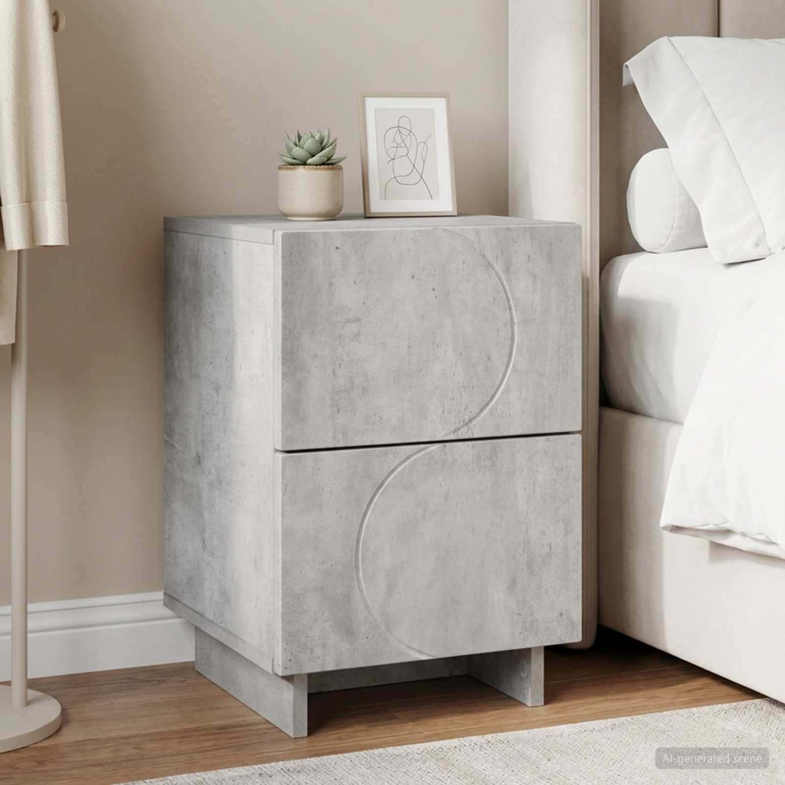 vidaXL Нощен шкаф Бетонно сиво 335 x 345 x 50 см Инженерна дървесина