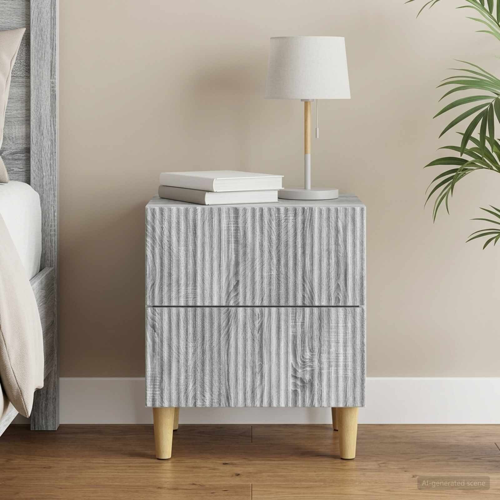 vidaXL Нощен шкаф Сива сонома 43 x 345 x 48 см Инженерна дървесина