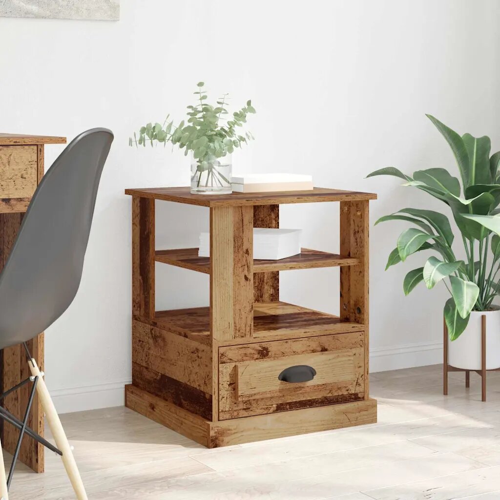 vidaXL Нощен шкаф Старо дърво 50 x 50 x 60 cm Инженерна дървесина