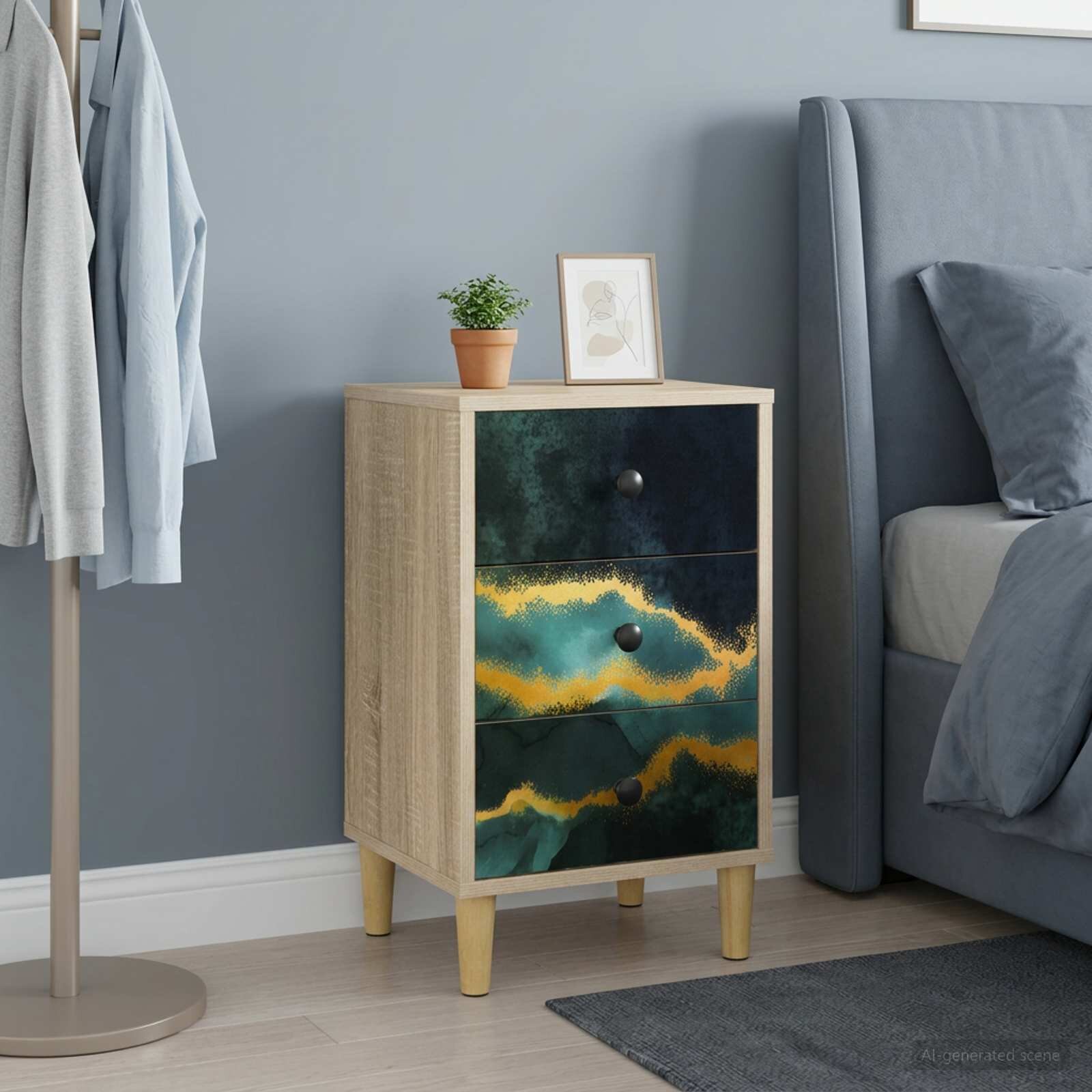 vidaXL Нощен шкаф WIJHE Дъб сонома 36 x 33 x 60 см Инженерна дървесина