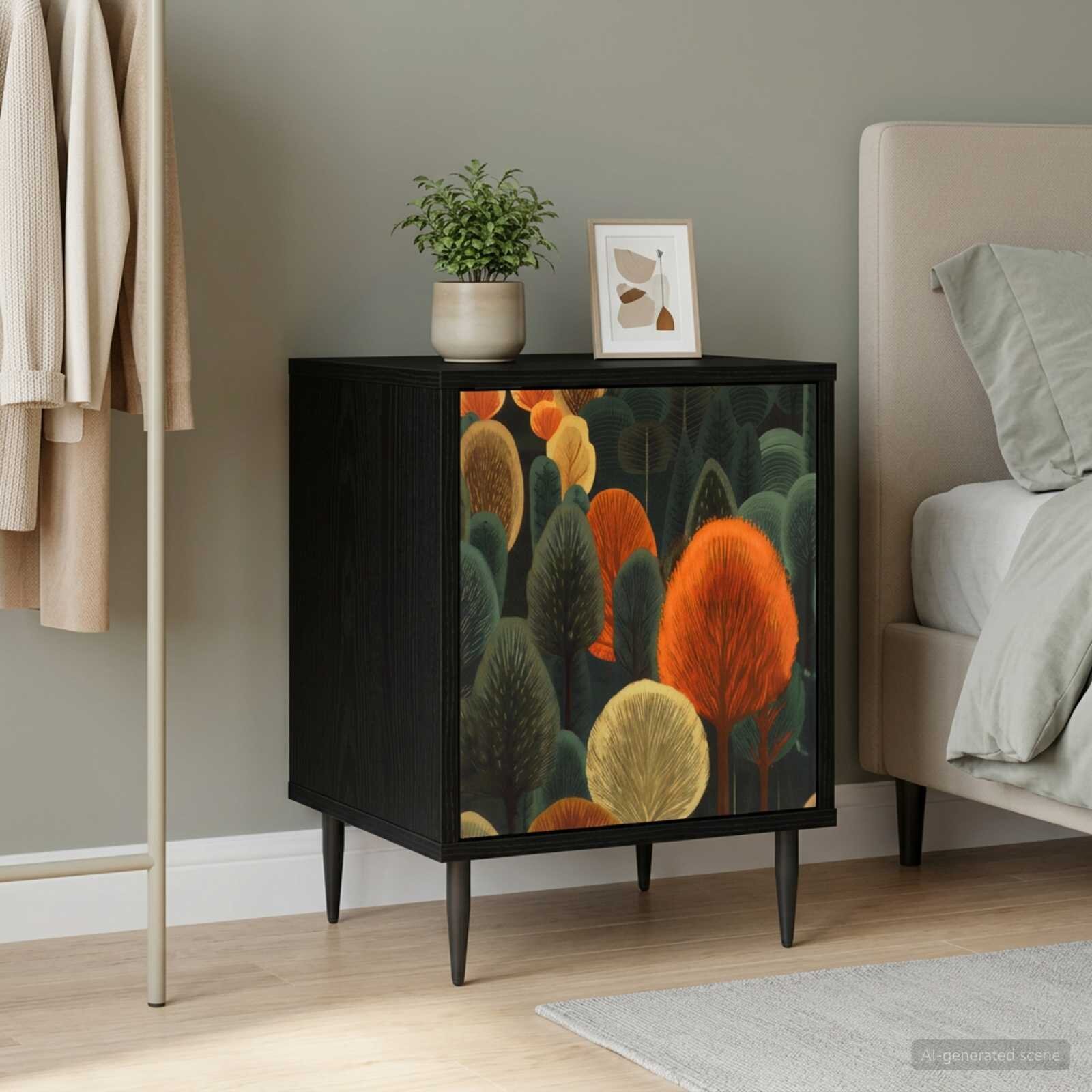 vidaXL Нощен шкаф ZAANDAM Черен дъб 36 x 33 x 51 см