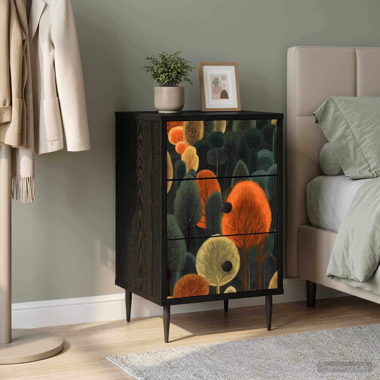 vidaXL Нощен шкаф ZAANDAM Черен дъб 36 x 33 x 61 см