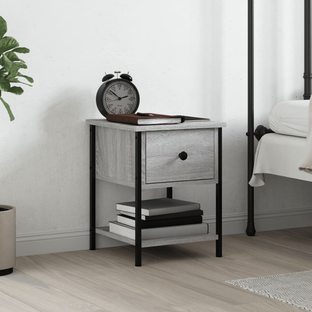 vidaXL Нощна масичка cив сонома 34x355x45 см инженерно дърво