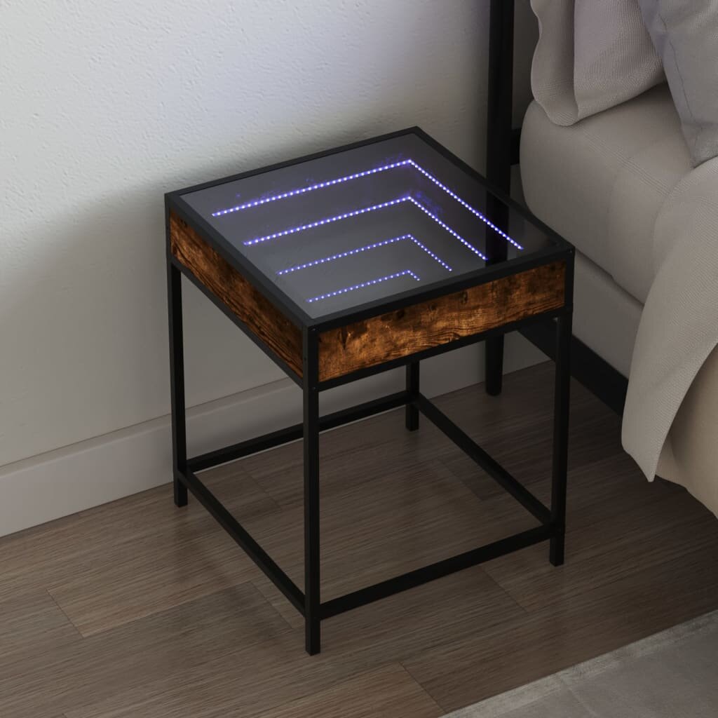 vidaXL Нощна масичка с Infinity LED опушен дъб 40x40x51 см