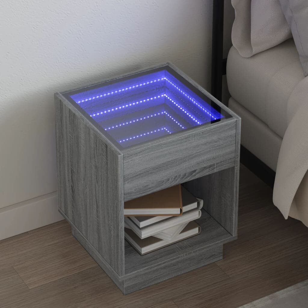 vidaXL Нощна масичка с Infinity LED сив сонома 40x40x50 см