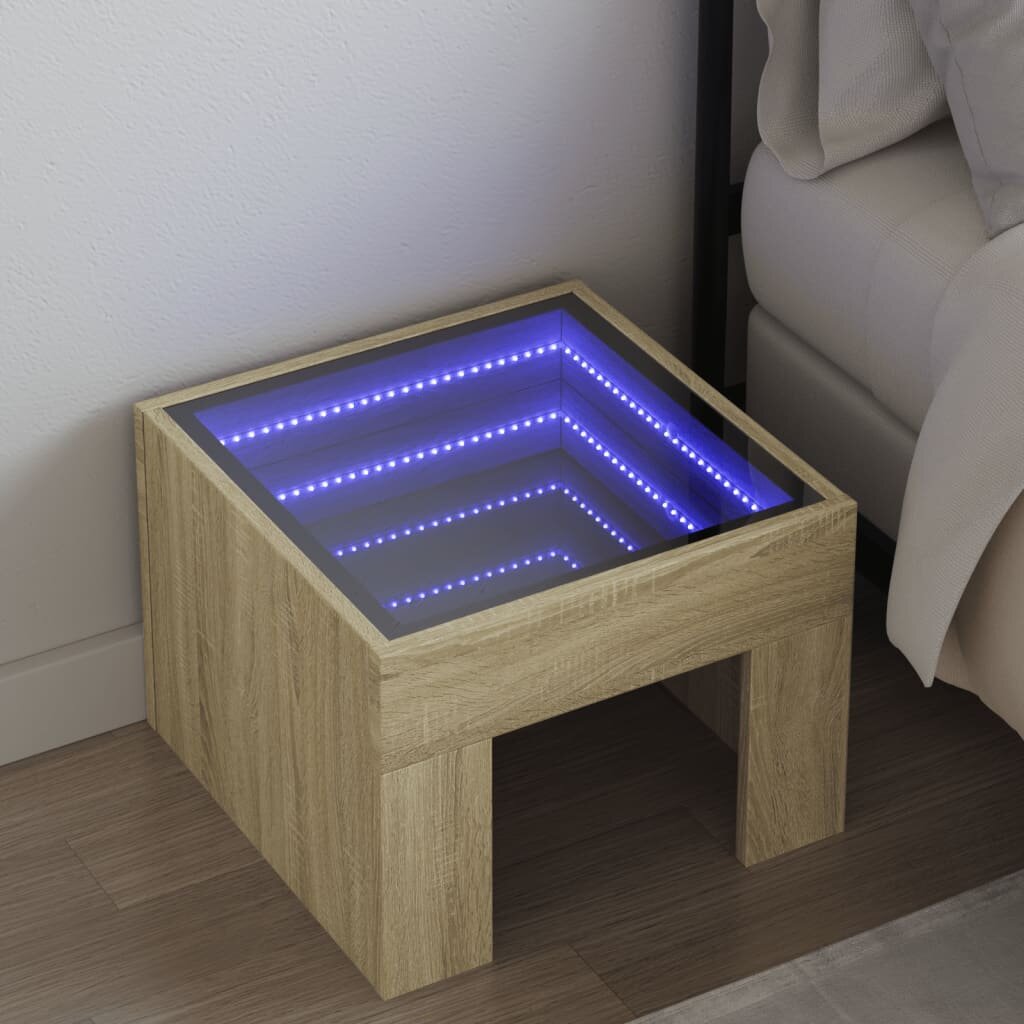 vidaXL Нощна масичка с Infinity LED сонома дъб 40x40x30 см