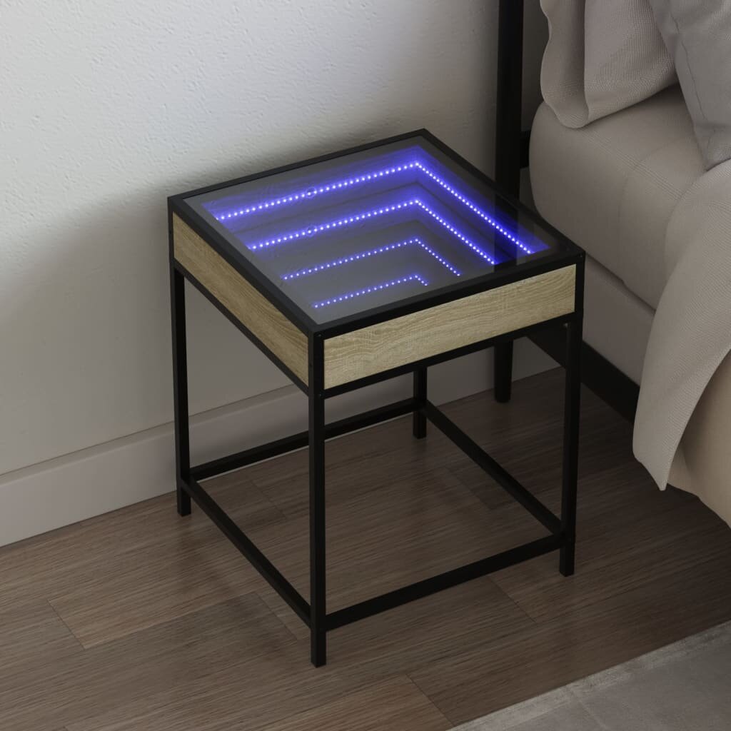 vidaXL Нощна масичка с Infinity LED сонома дъб 40x40x51 см