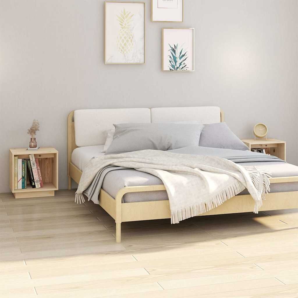 vidaXL Нощни шкафчета 2 бр 40x30x40 см борово дърво масив