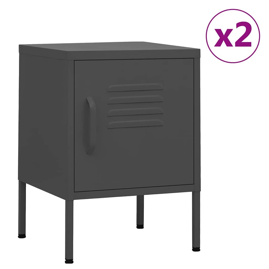 vidaXL Нощни шкафчета 2 бр антрацит 35х35х51 см стомана