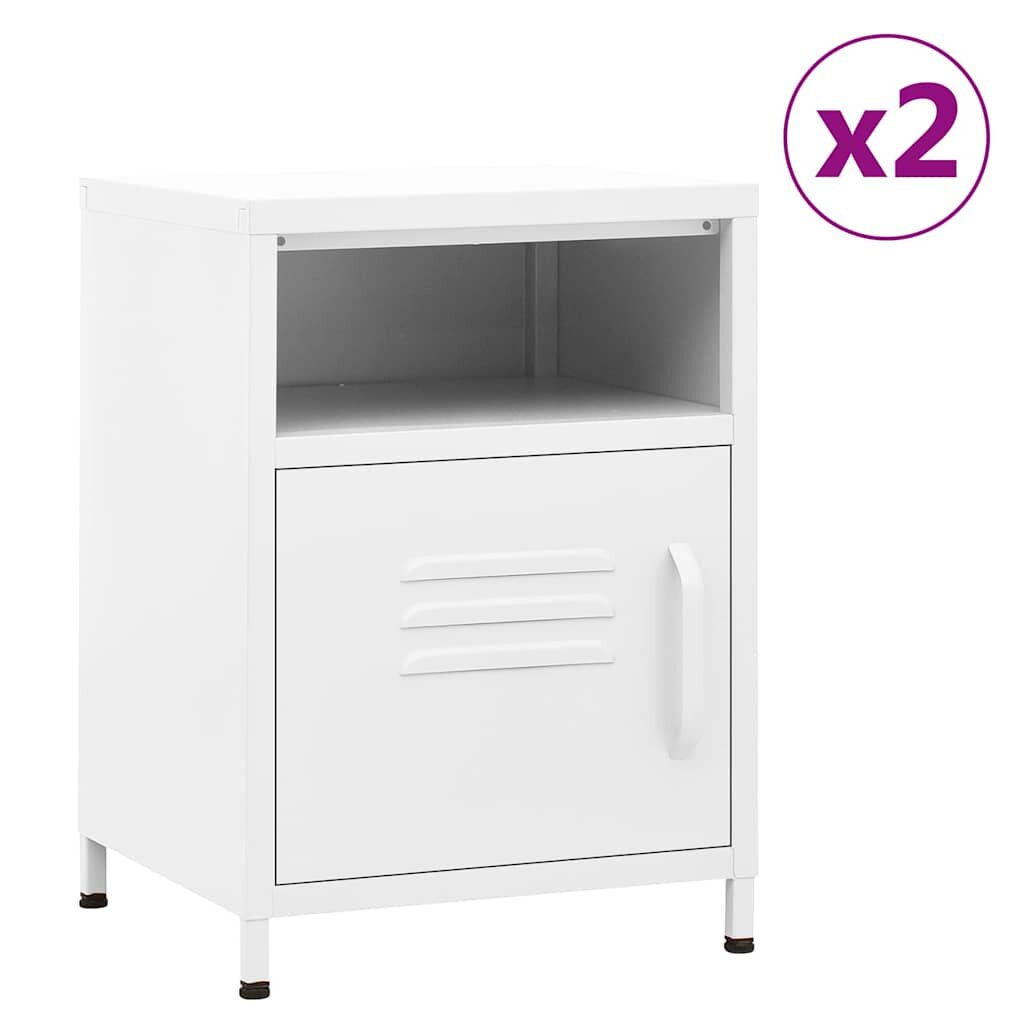 vidaXL Нощни шкафчета 2 бр бели 35х35х51 см стомана