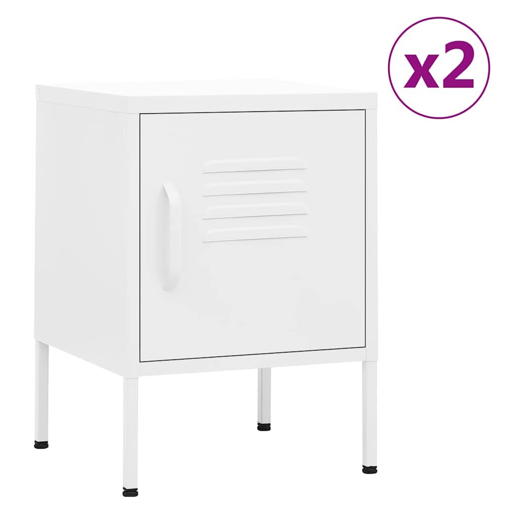 vidaXL Нощни шкафчета 2 бр бели 35х35х51 см стомана