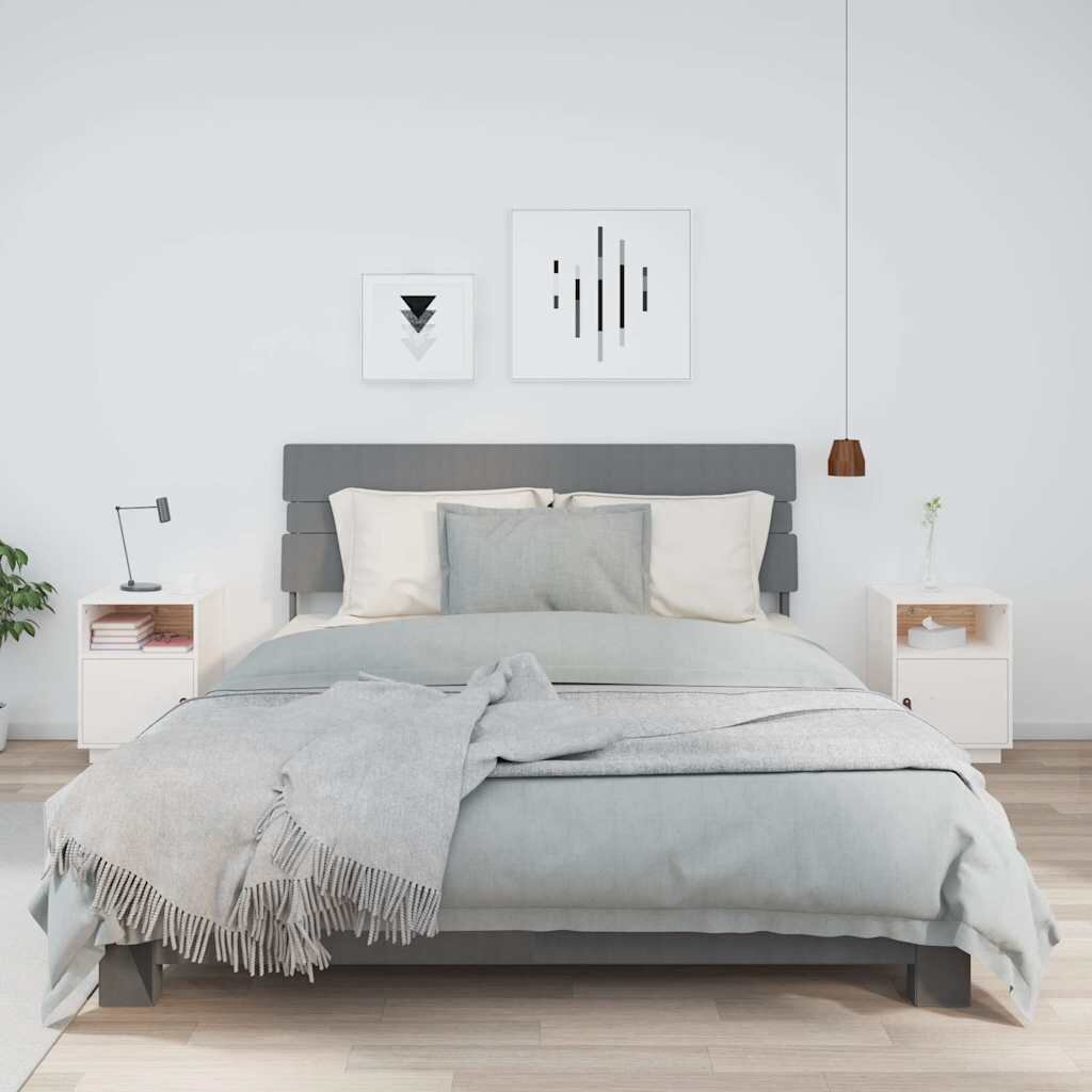 vidaXL Нощни шкафчета 2 бр бели 40x34x55 см борово дърво масив